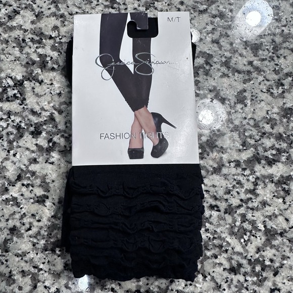 Jessica Simpson Pants - Jessica Simpson Women's Black Cavier Footless Ruffle Tights Size M/T  Style06777